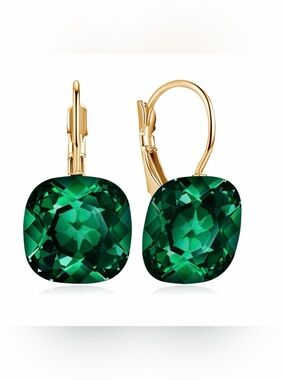 Gold Drop Green Gem Earrings